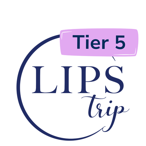 LIPS trip logo with Tier 5 purple badge overlay across the circular design