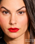 Model wearing Glowify Long-Lasting Eyeshadow Stick product shade Champagne.
