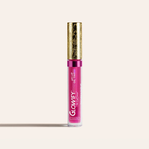 Glowify pH Lip Oil Tint MX in magenta pink with ornate gold cap