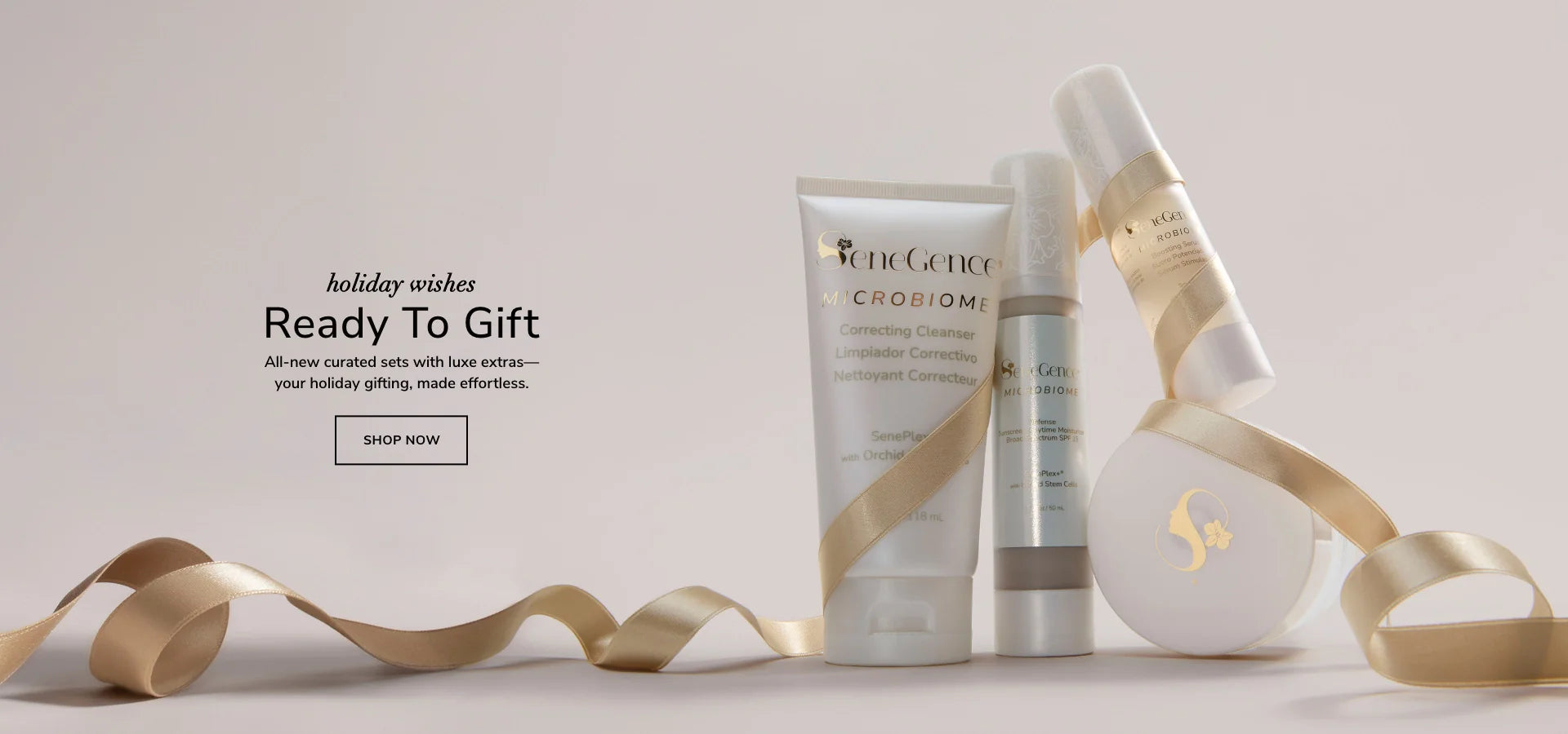 SeneGence hero banner featuring beauty products and community