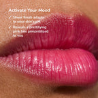 Close-up of glossy pink lips wearing Glowify pH Lip Oil Tint Mood Ring Duo product