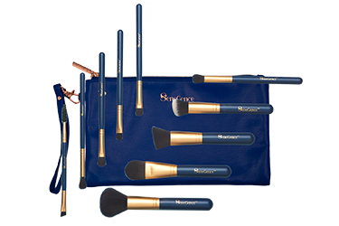 senegence-cosmetic-pro-brush-set-10-piece-new-brush-collection-in-a-blue-clutch-bag