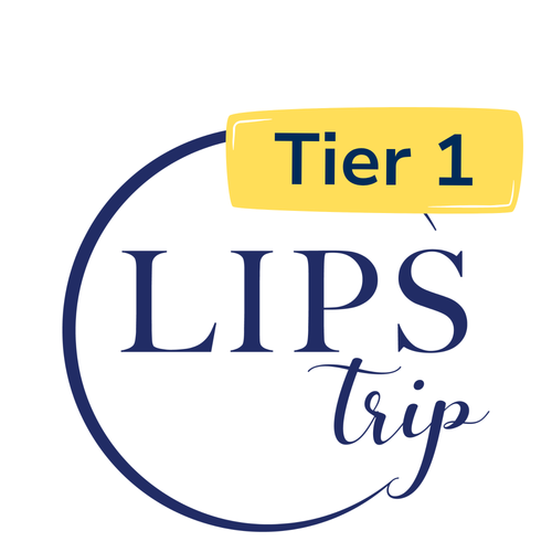 LIPS Trip logo with Tier 1 yellow label overlay.