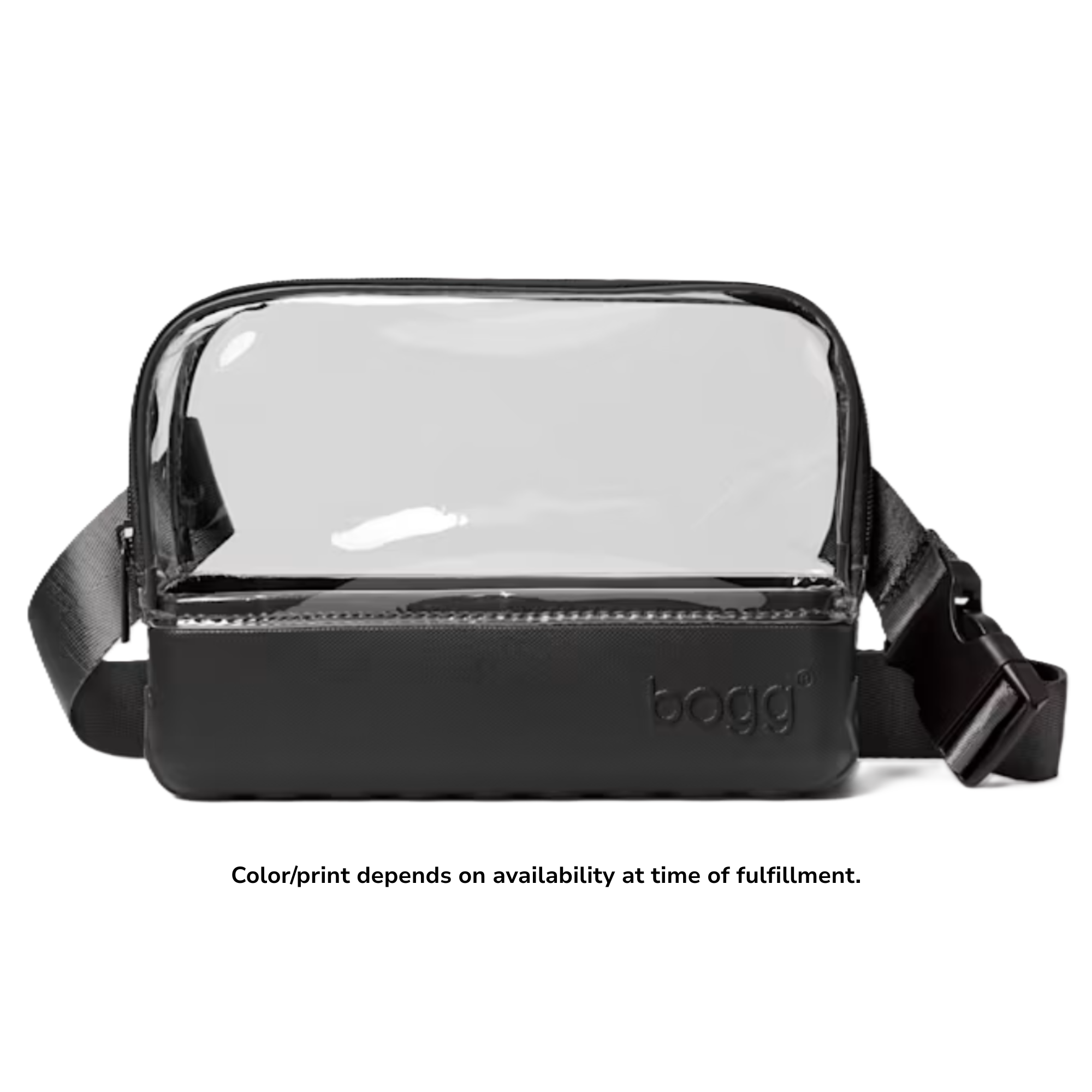 Bogg stadium bag with clear vinyl top and black lower body