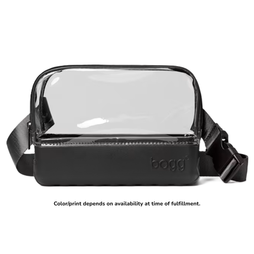 Bogg stadium bag with clear vinyl top and black lower body