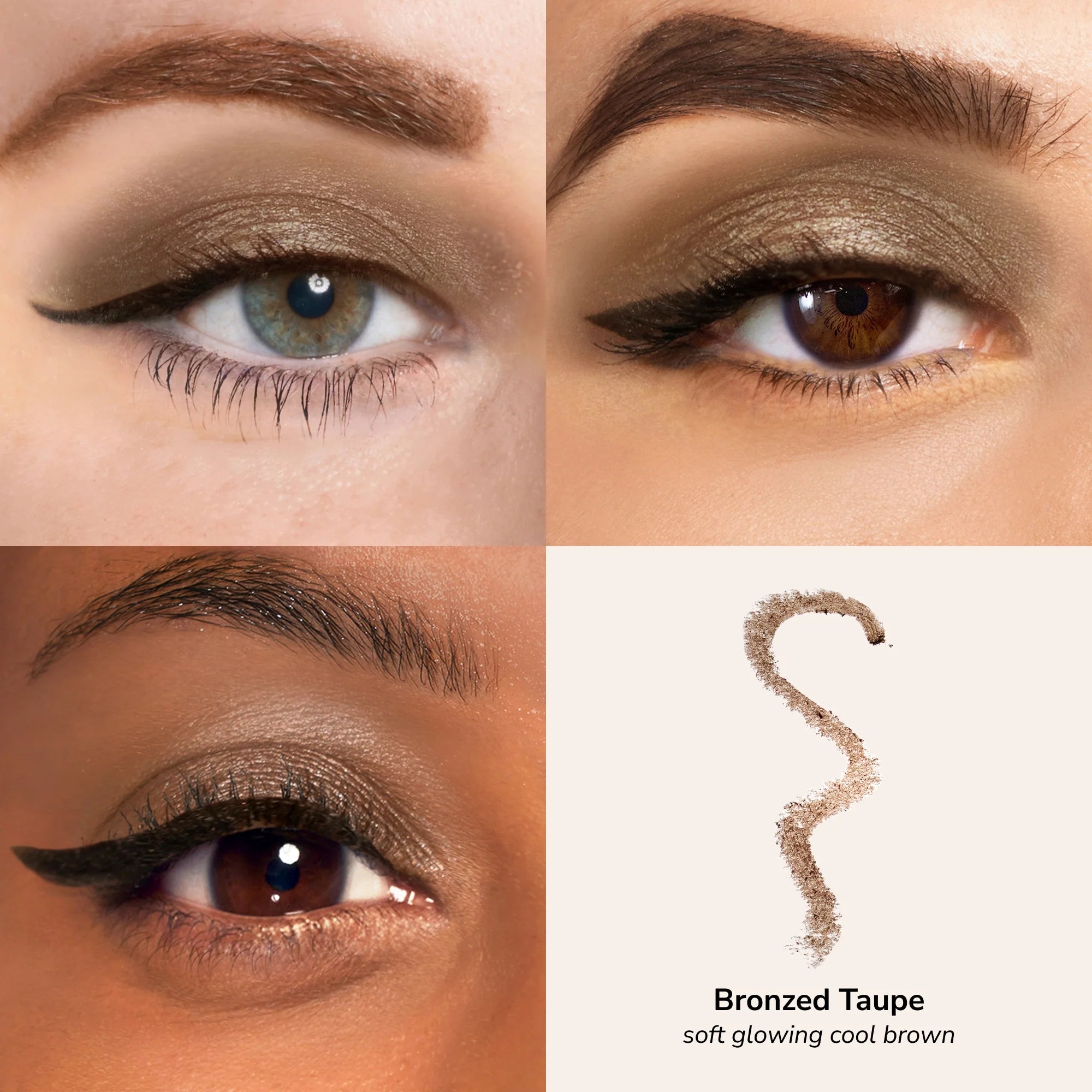 Skintone quadrant Glowify Long-Lasting Eyeshadow Stick product shade Bronzed Taupe.