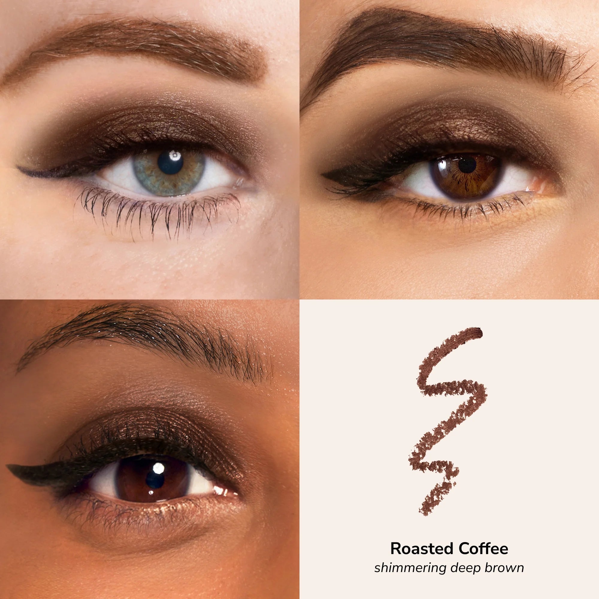 Skintone quadrant Glowify Long-Lasting Eyeshadow Stick product shade Roasted Coffee.