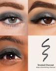 Skintone quadrant Glowify Long-Lasting Eyeshadow Stick product shade Smoked Charcoal.