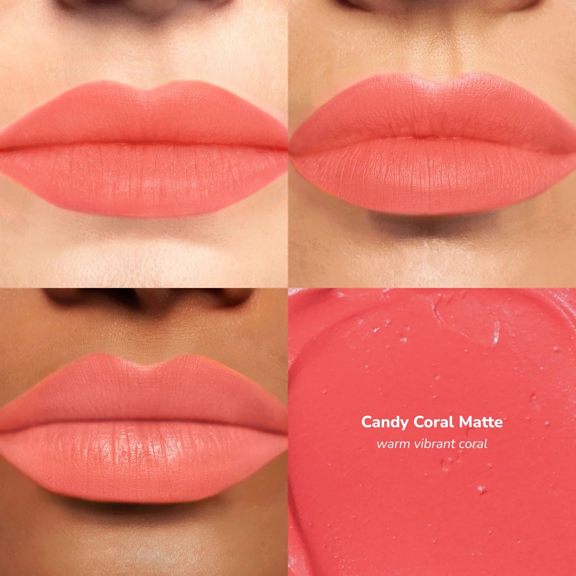 Skintone quadrant LipSense Cream product shade Candy Coral.
