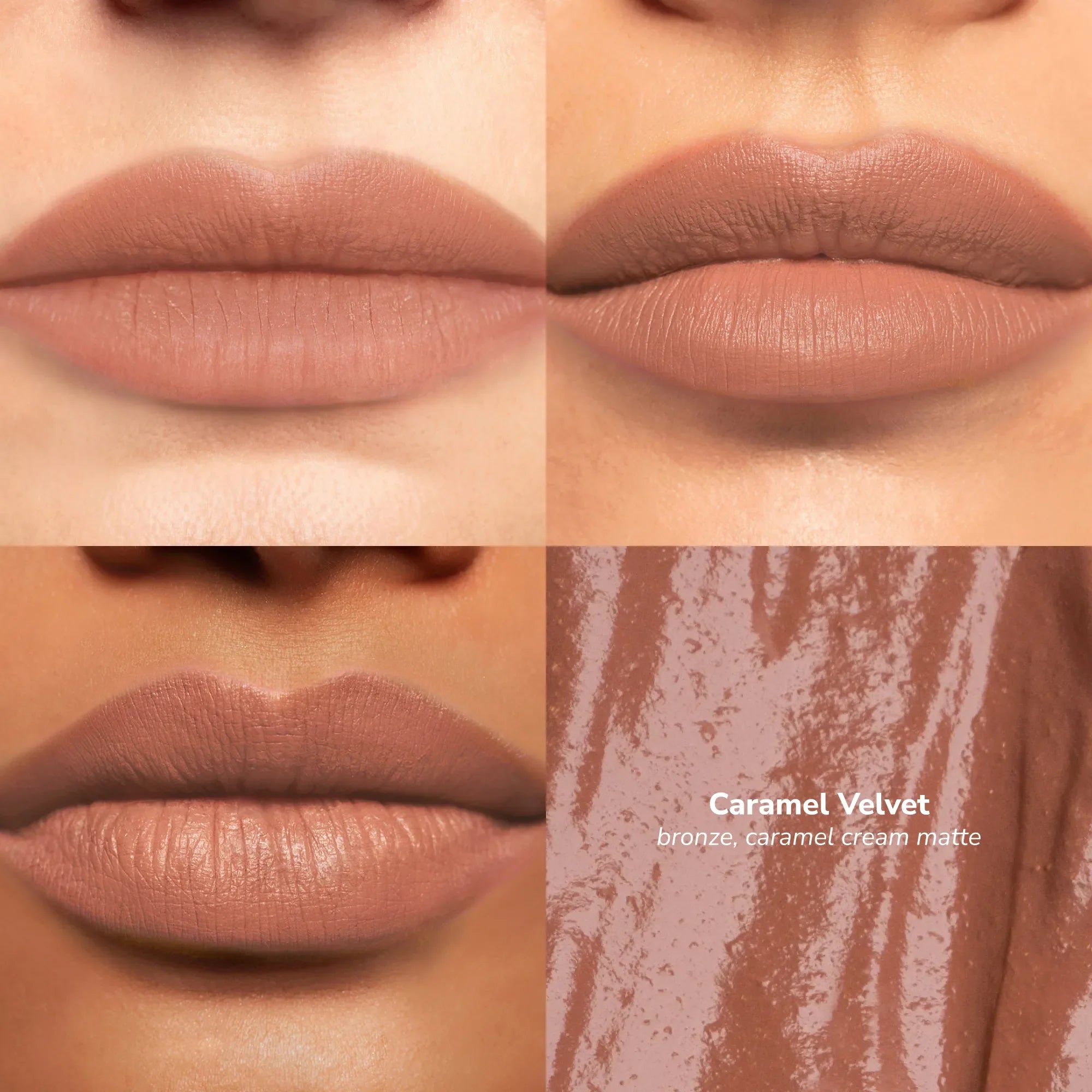 Skintone quadrant LipSense Cream product shade Caramel Velvet.