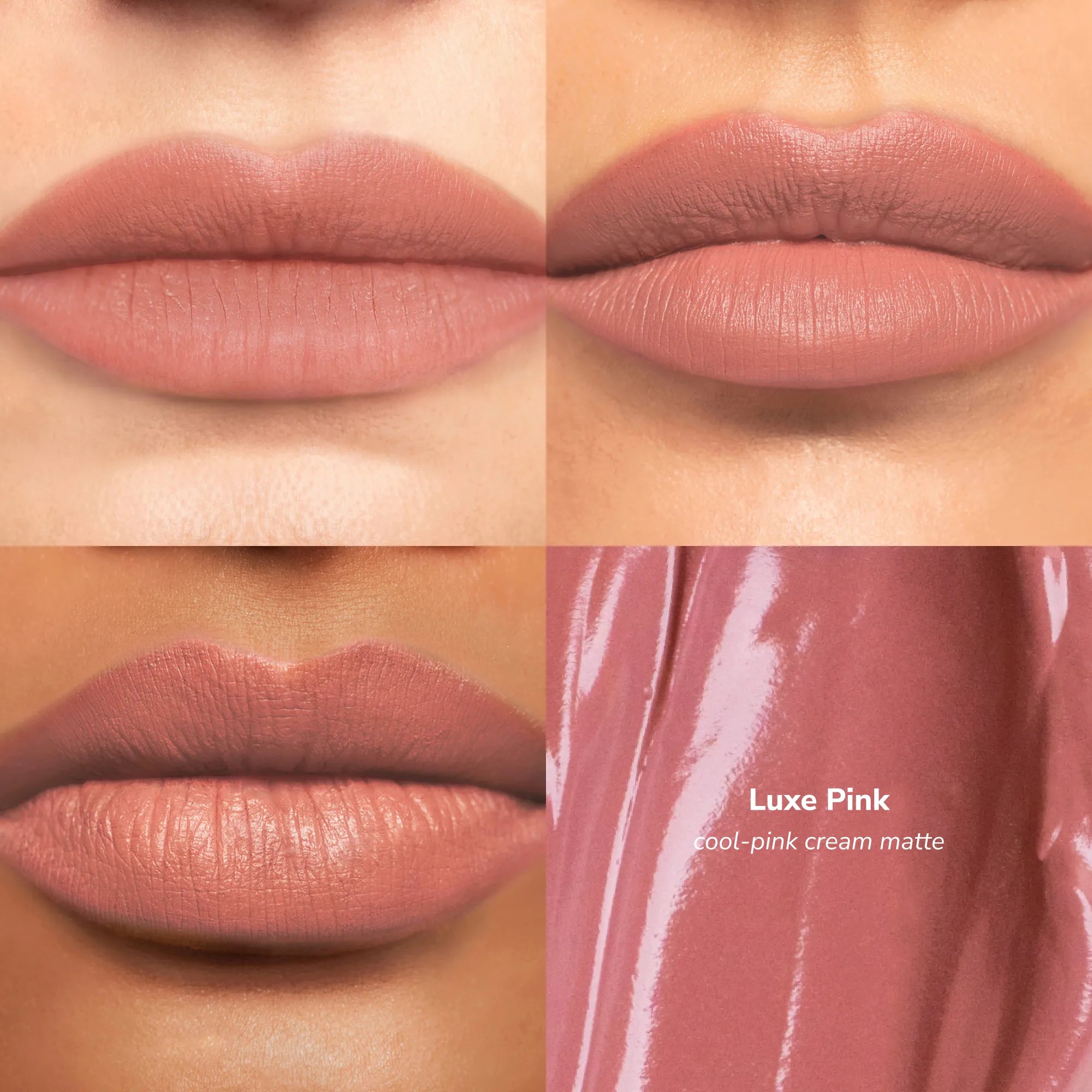 Skintone Quadrant LipSense Cream product shade Luxe Pink.