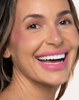 Model wearing LipSense Cream product shade Pink Suede.