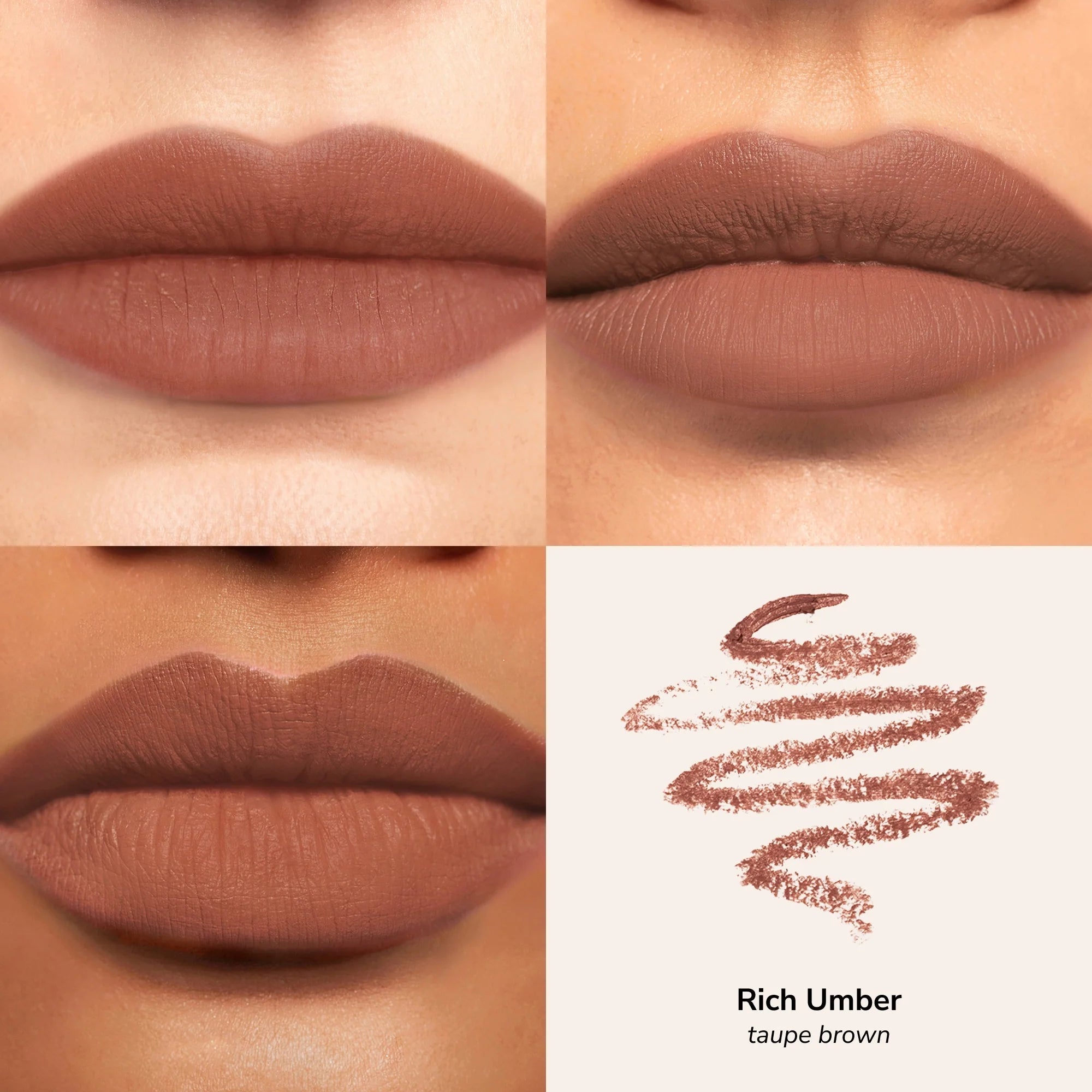 Skintone quadrant LipSense Long-Lasting Lip Liner Pencil product shade Rich Umber.
