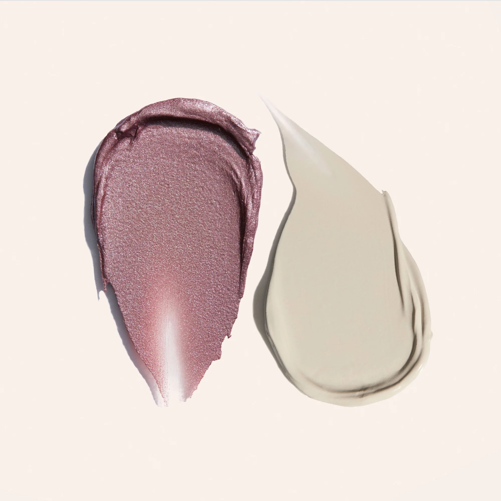 Ethereal ShadowSense Eyeshadow Duo CN swatches in pink lavender and beige taupe on a light backdrop