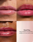Collage of lips with a Mood Ring product description in Spanish.