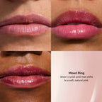 Collage of lips with different shades of pink, labeled 'Mood Ring' with color description.